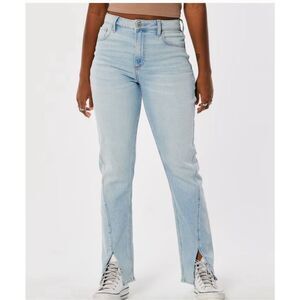 HOLLISTER 7S 28W Curvy Ultra High Rise Mom Jeans Straight Leg Medium Wash Vintag